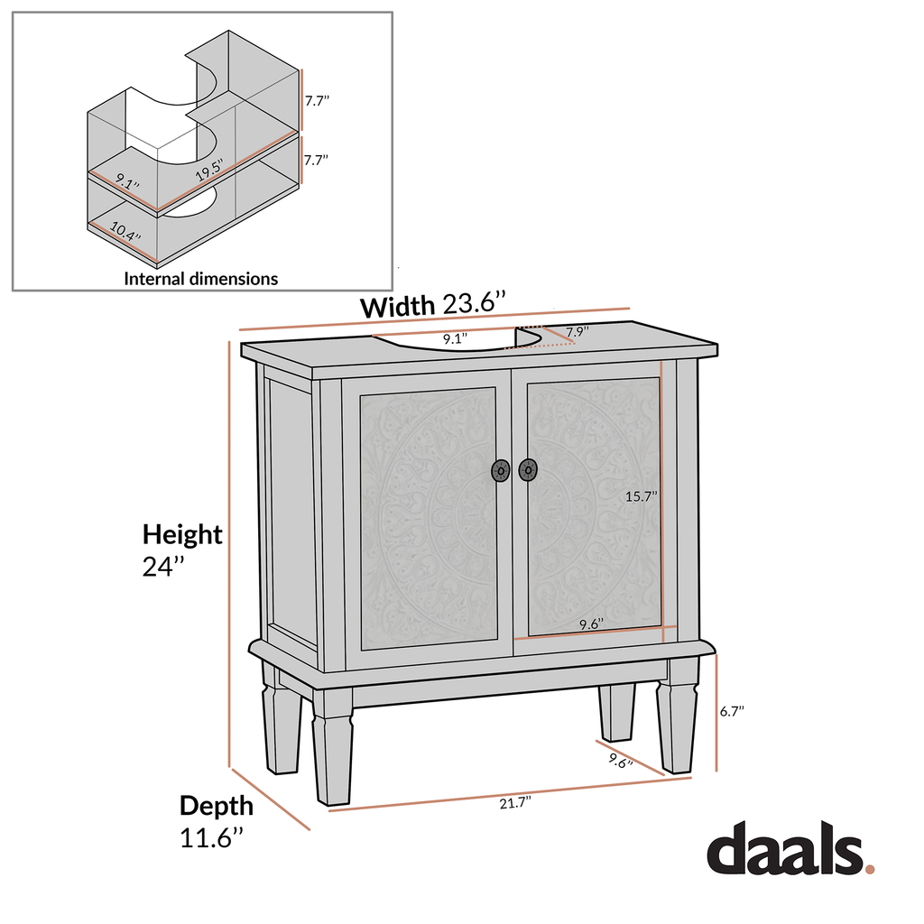 Chantilly Mid Gray Carved Bathroom Vanity Unit